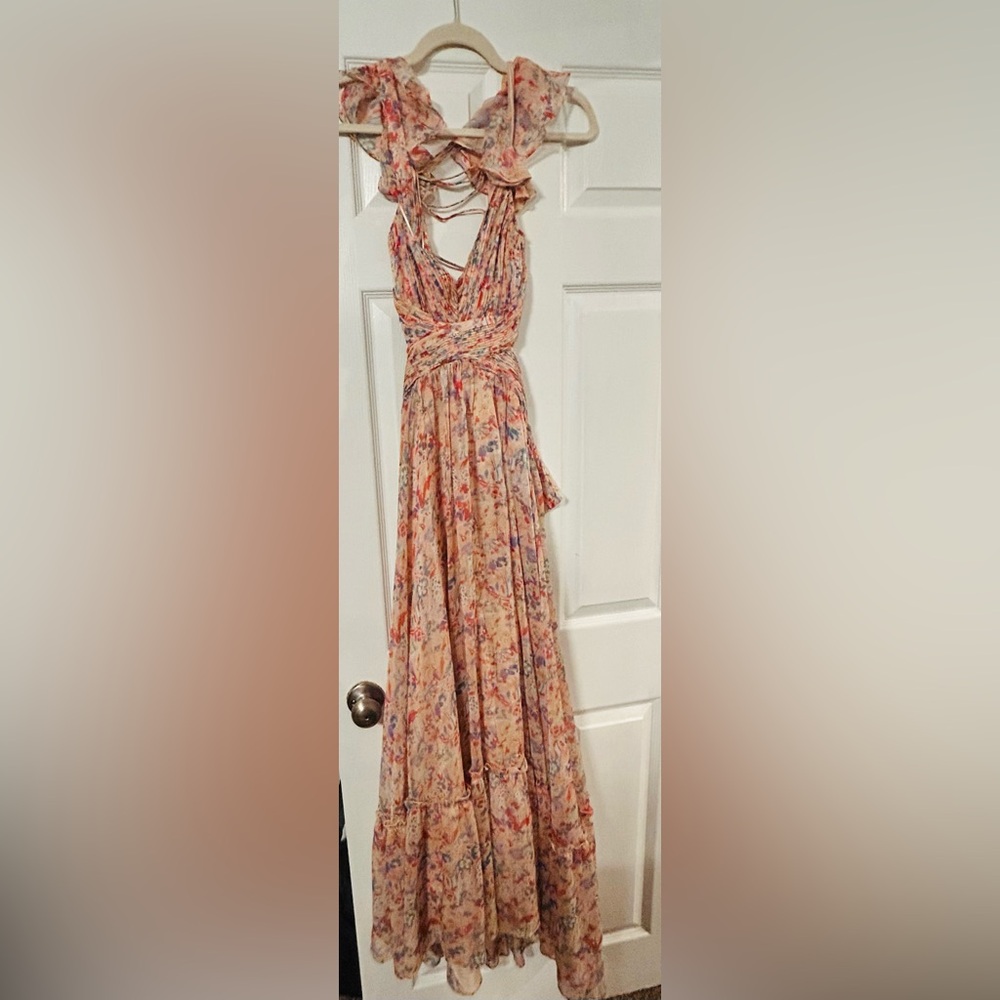 ASTR the Label Floral Maxi Dress in peach combo - Picture 3 of 4